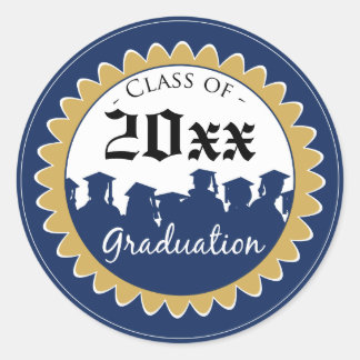 Sticker Rond Catégorie [ANNÉE] Graduation Invitation Phoque : b