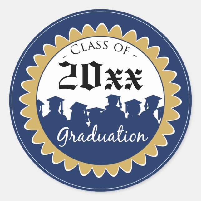 Sticker Rond Catégorie [ANNÉE] Graduation Invitation Phoque : b (Devant)