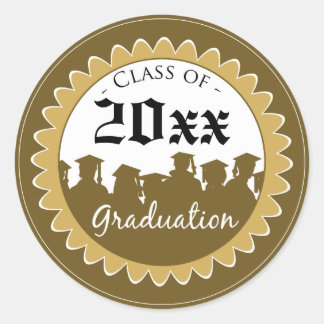 Sticker Rond Catégorie [ANNÉE] Graduation Invitation Phoque : o