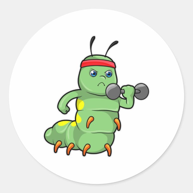 Sticker Rond Caterpillar at Strength entraînement avec Dumbbell (Devant)