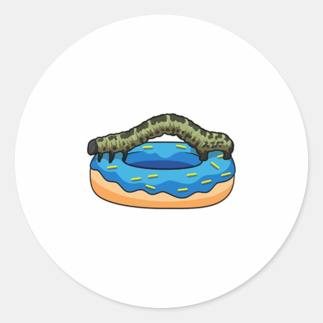 Sticker Rond Caterpillar avec Donut (Devant)