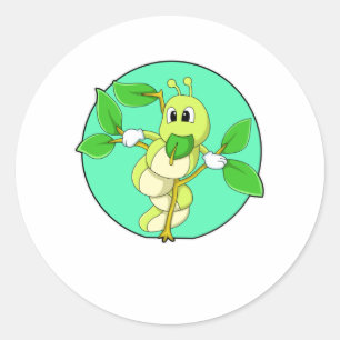 Sticker Rond Caterpillar avec feuille