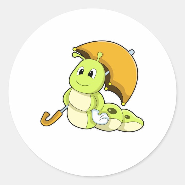 Sticker Rond Caterpillar avec parapluie (Devant)
