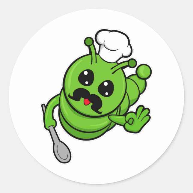 Sticker Rond Caterpillar comme cuire à la cuillère (Devant)