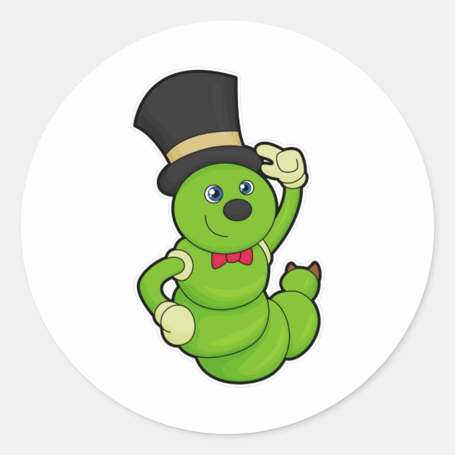 Sticker Rond Caterpillar en Groom avec Casquette (Devant)