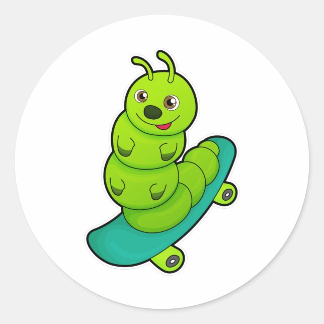 Sticker Rond Caterpillar en skateboard (Devant)