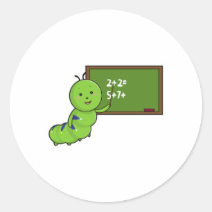 Sticker Rond Caterpillar en tant qu'enseignant avec tableau noi