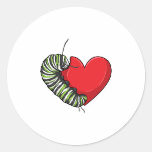 Sticker Rond Caterpillar love heart