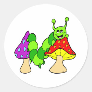 Sticker Rond Caterpillar vert mignon