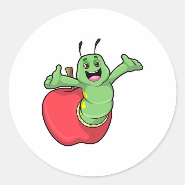 Sticker Rond Caterpillar with Apple (Devant)