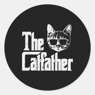 Sticker Rond Catfather Funny Chat Papa Fête des pères Film Pun