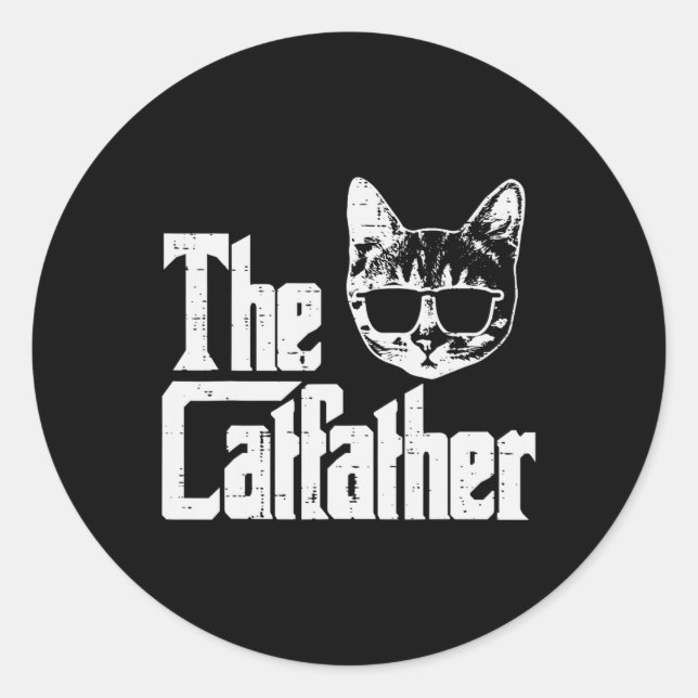 Sticker Rond Catfather Funny Chat Papa Fête des pères Film Pun  (Devant)