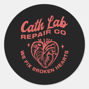Sticker Rond Cath Lab Repair Co Drôle de jour de la Saint-Valen