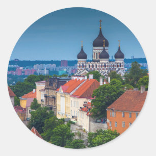Sticker Rond Cathédrale et cityscape Estonia
