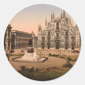 Sticker Rond Cathédrale et Piazza de Milan, Lombardie, Italie