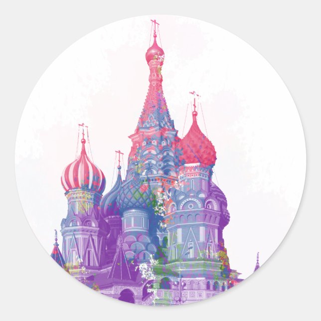 Sticker Rond Cathédrale Saint Basile Moscou (Devant)