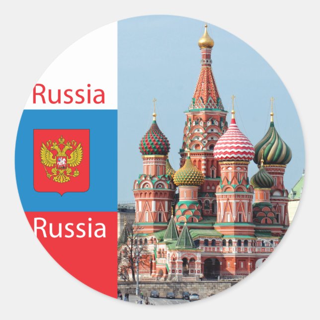 Sticker Rond Cathédrale Saint-Basile. Russie (Devant)