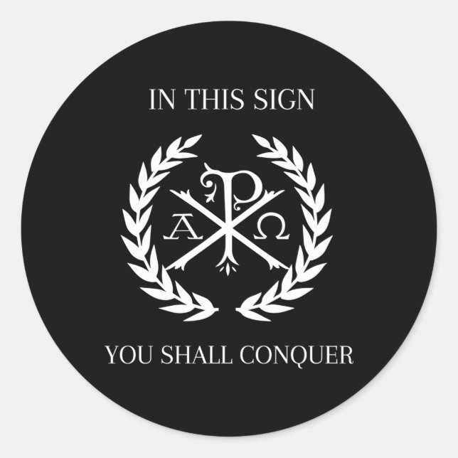 Sticker Rond Catholique Chi Rho Alpha Omega (Devant)