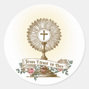Sticker Rond Catholique Jésus I TRUST Eucharistie religieuse