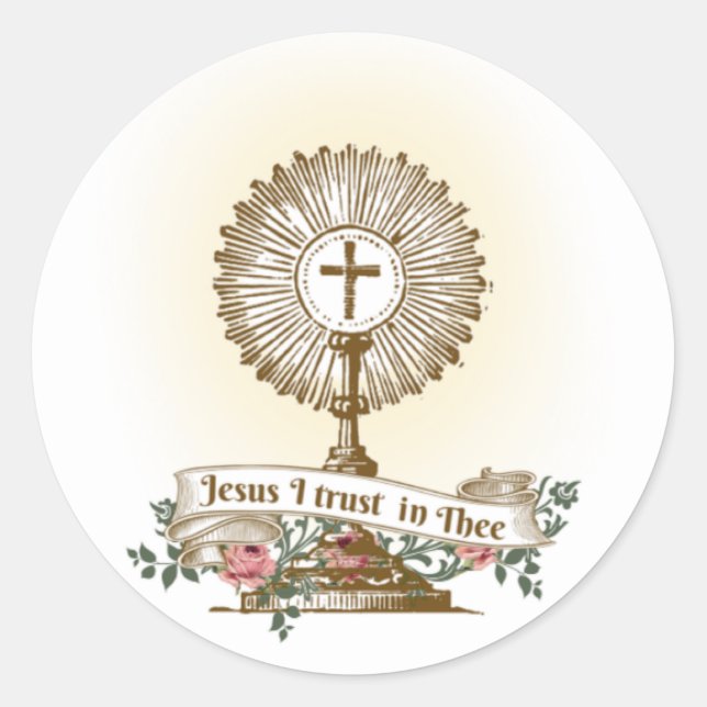 Sticker Rond Catholique Jésus I TRUST Eucharistie religieuse (Devant)