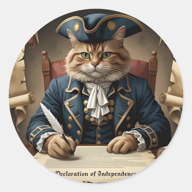 Sticker Rond Catizens Déclarent Indépendance - Chat Patriotique (Devant)