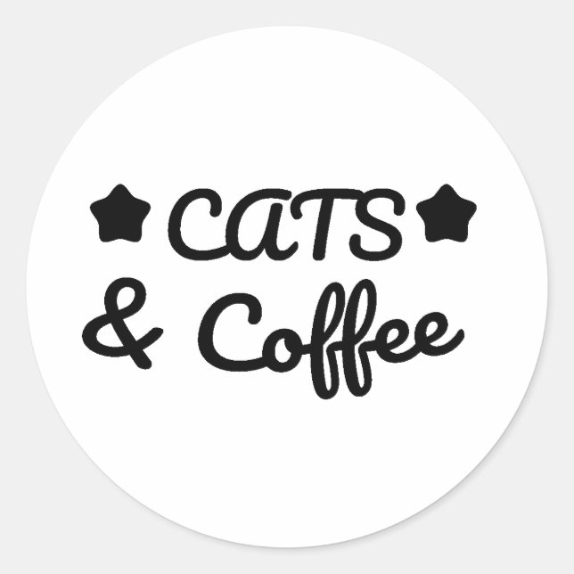 Sticker Rond Cats & Coffee -  Cat Lover Gift (Devant)