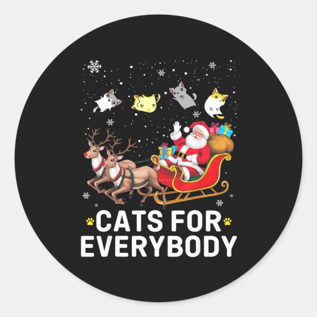 Sticker Rond Cats For Everybody Christmas Cat Funny Xmas Cat Lo (Devant)
