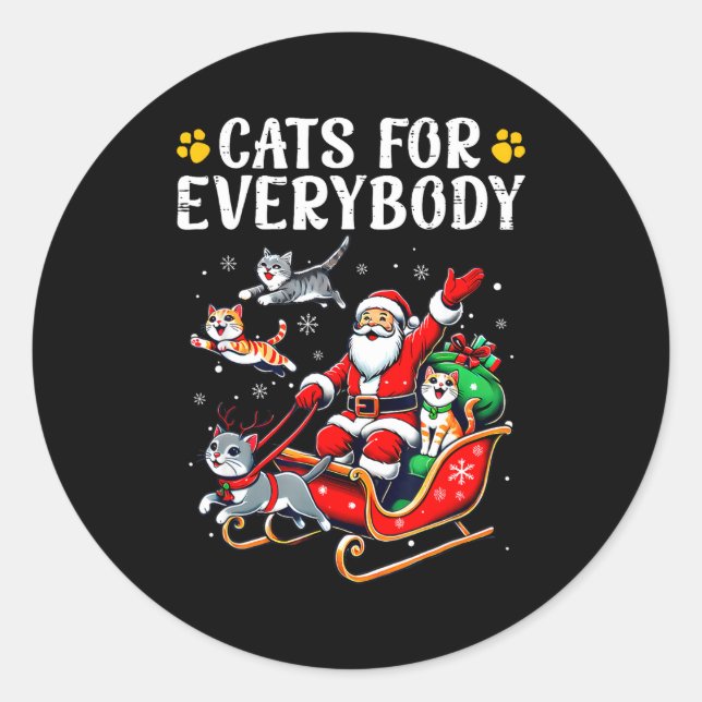 Sticker Rond Cats For Everybody Christmas Cat Funny Xmas Men Wo (Devant)