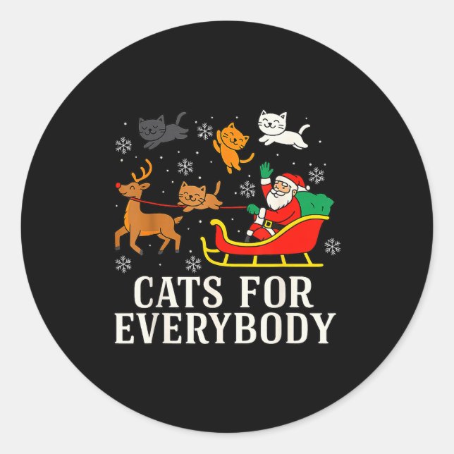 Sticker Rond Cats For Everybody Christmas Cat Funny Xmas Women  (Devant)