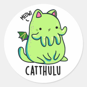 Sticker Rond Catthulu Funny Puns de chat Cthulhu