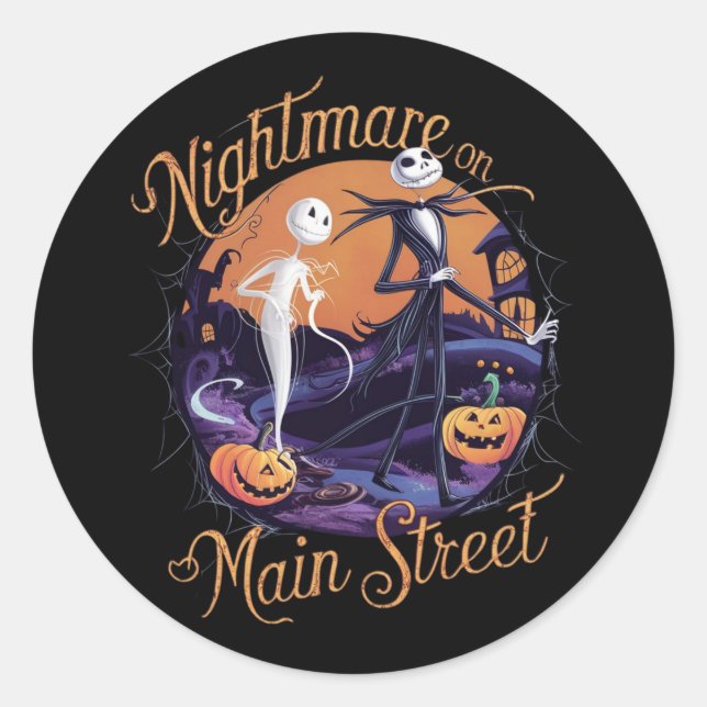 Sticker Rond cauchemar sur Main Street, Halloween (Devant)
