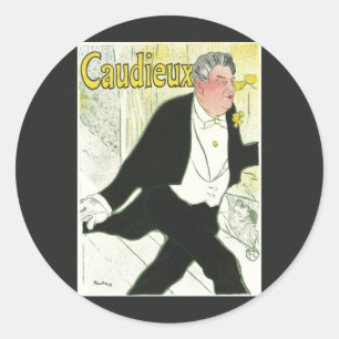 Sticker Rond Caudieux par Toulouse Lautrec, Art Nouveau ancien