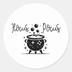 Sticker Rond Cauldron de cuisine noir et blanc Halloween Party