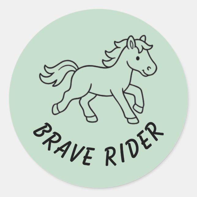 Sticker Rond Cavalier Brave Cheval Sage Vert (Devant)