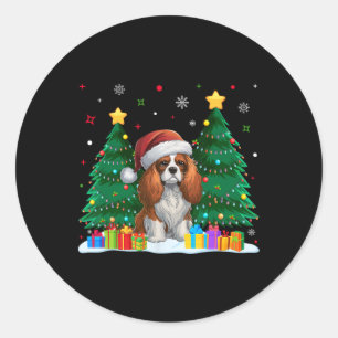 Sticker Rond Cavalier King Charles Amoureux de les chiens espag