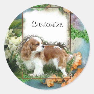 Sticker Rond Cavalier King Charles Spaniel