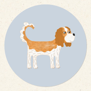 Sticker Rond Cavalier King Charles Spaniel Chien