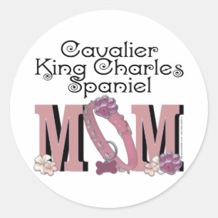 Sticker Rond Cavalier King Charles Spaniel MOM