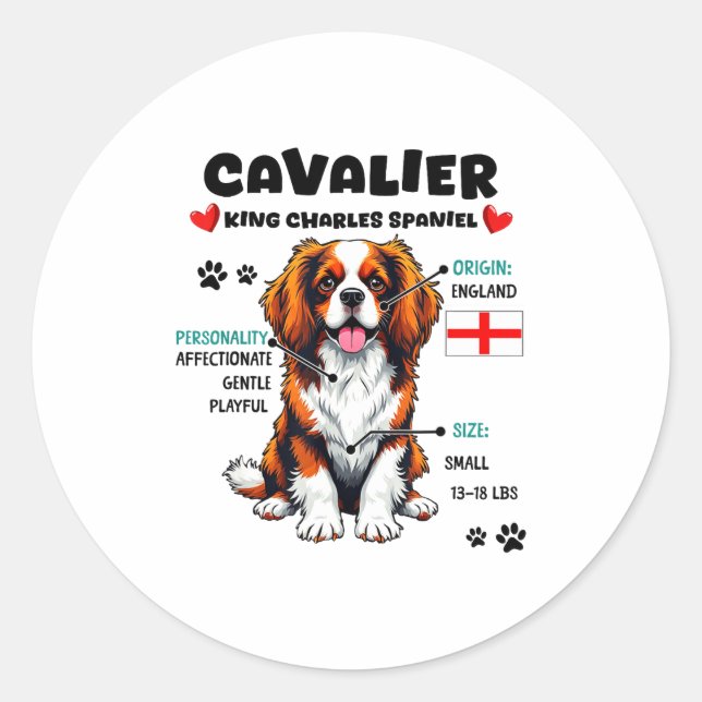 Sticker Rond Cavalier King Charles Spaniel Owner Funny Dog Love (Devant)