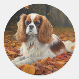 Sticker Rond Cavalier King en automne Feuilles automne Inspirat