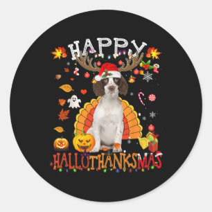 Sticker Rond Cavalier King Halloween Chien de Noël Happy Hallot