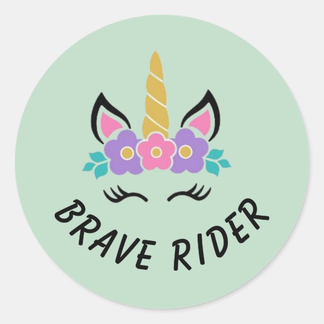 Sticker Rond Cavalier Licorne Sage Vert (Devant)