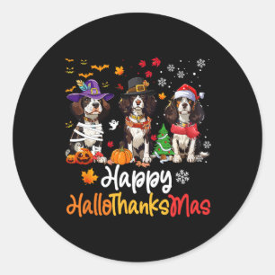 Sticker Rond Cavalier Roi Charles Chien espagnol Halloween Chri