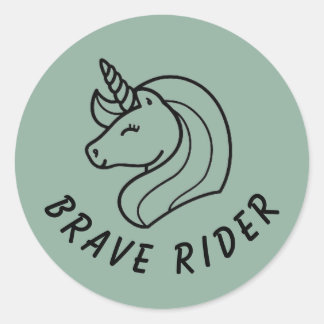 Sticker Rond Cavalier vert courageux