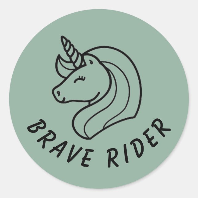 Sticker Rond Cavalier vert courageux (Devant)