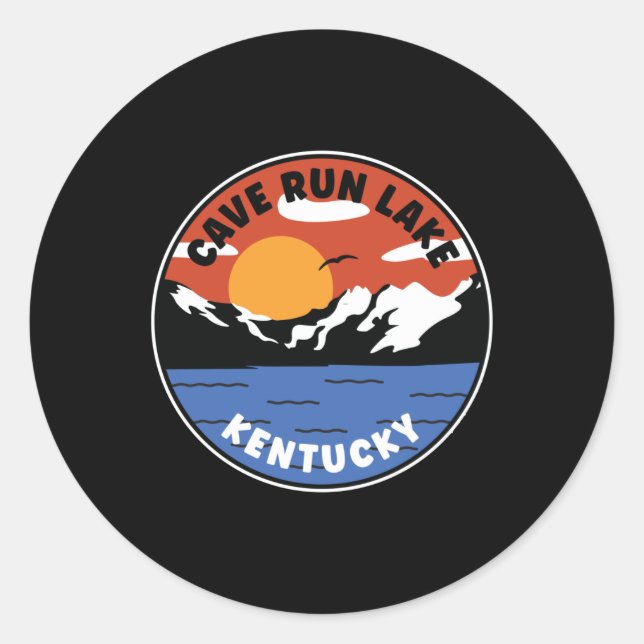 Sticker Rond Cave Run Lac Kentucky Sunset (Devant)