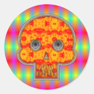 Sticker Rond Caveira Robô Colorida