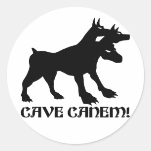 Sticker Rond CAVERNE CANEM - PRENEZ GARDE du latin de CHIEN