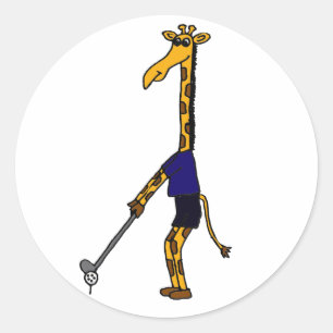 Sticker Rond CC-Giraffe Jouer Conception de Golf