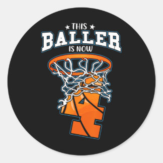 Sticker Rond Ce Baller Est Maintenant 4 Anniversaire De Basketb